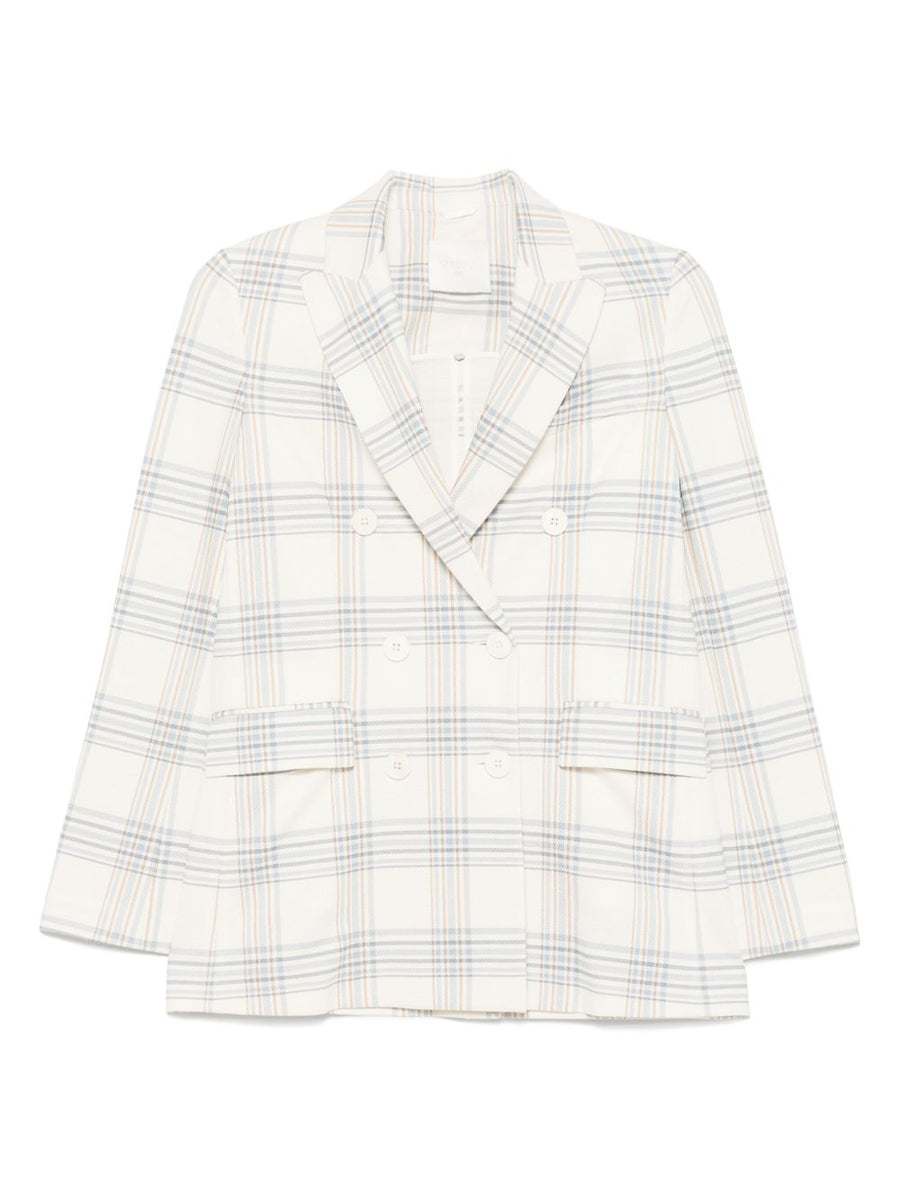 Circolo 1901 American Cotton Double Breasted Jacket With Rear Vent Light Beige For Women