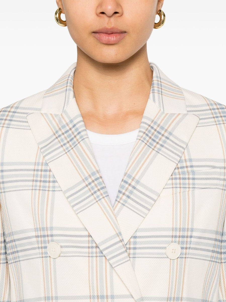 Circolo 1901 American Cotton Double Breasted Jacket With Rear Vent Light Beige For Women