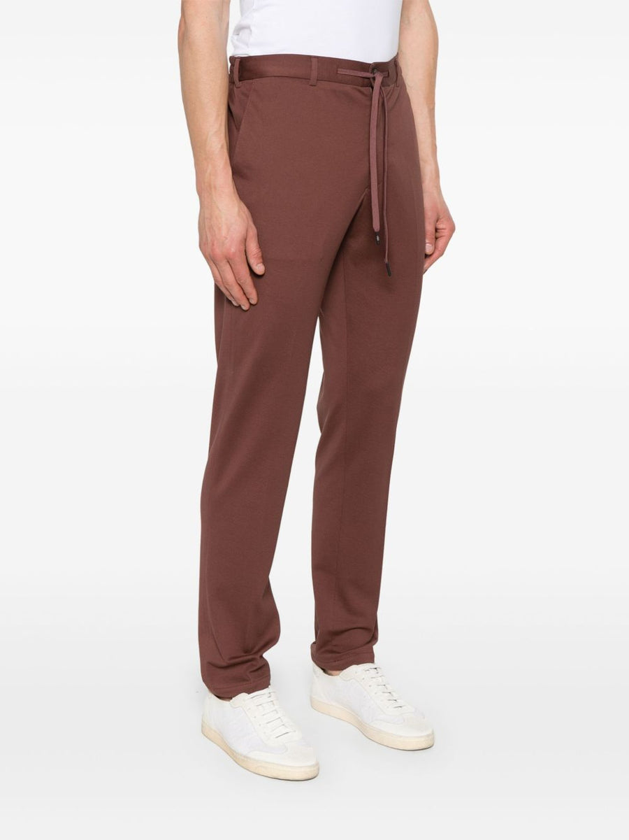 Circolo 1901 Cotton Trousers for Men with Concealed Fly and Drawstring Waist Stretch Cotton Chestnut Brown