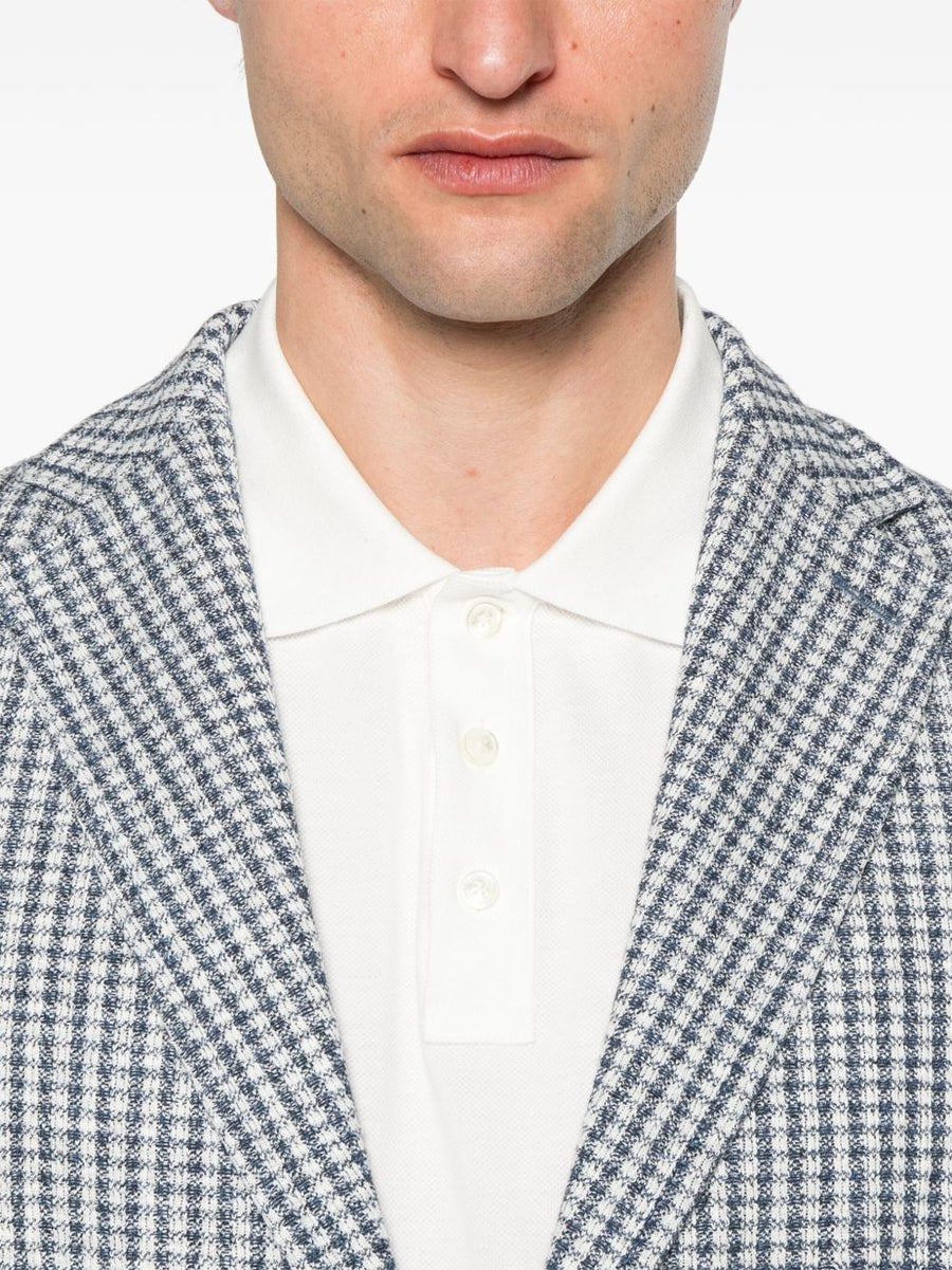 Circolo 1901 Premium Men Navy Cotton Linen Blend Jacket Two Patch Pockets Front Button Closure