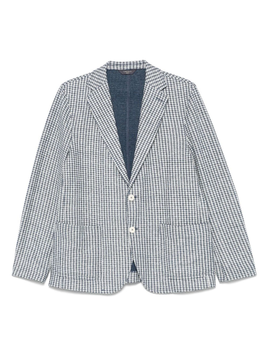 Circolo 1901 Premium Men Navy Cotton Linen Blend Jacket Two Patch Pockets Front Button Closure