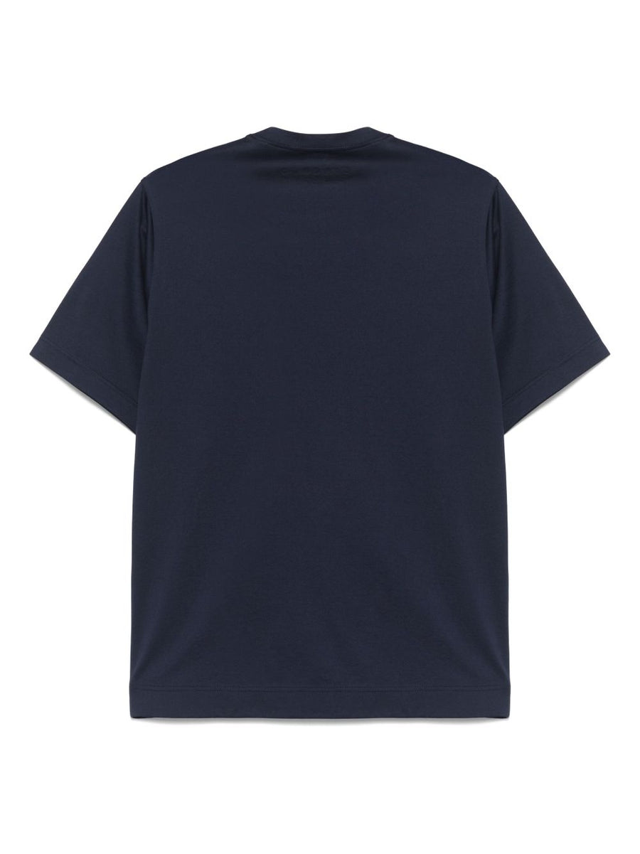 Circolo 1901 Cotton Tee for Men with Chest Patch Pocket Oxford Blue Crew Neck Essential Wardrobe Staple