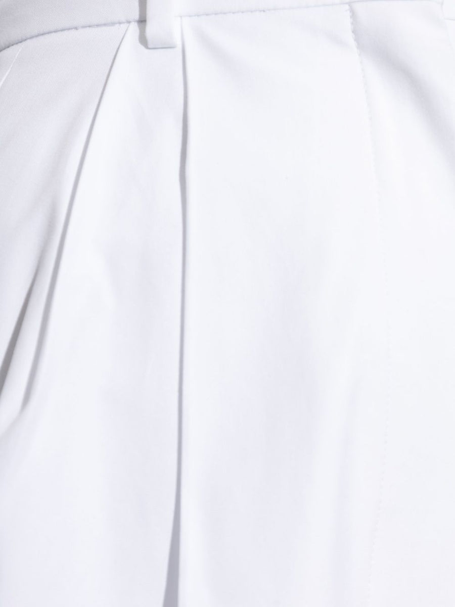 Sportmax White Cotton Trousers Women Premium Pleated Front Wide Leg With Hidden Pockets
