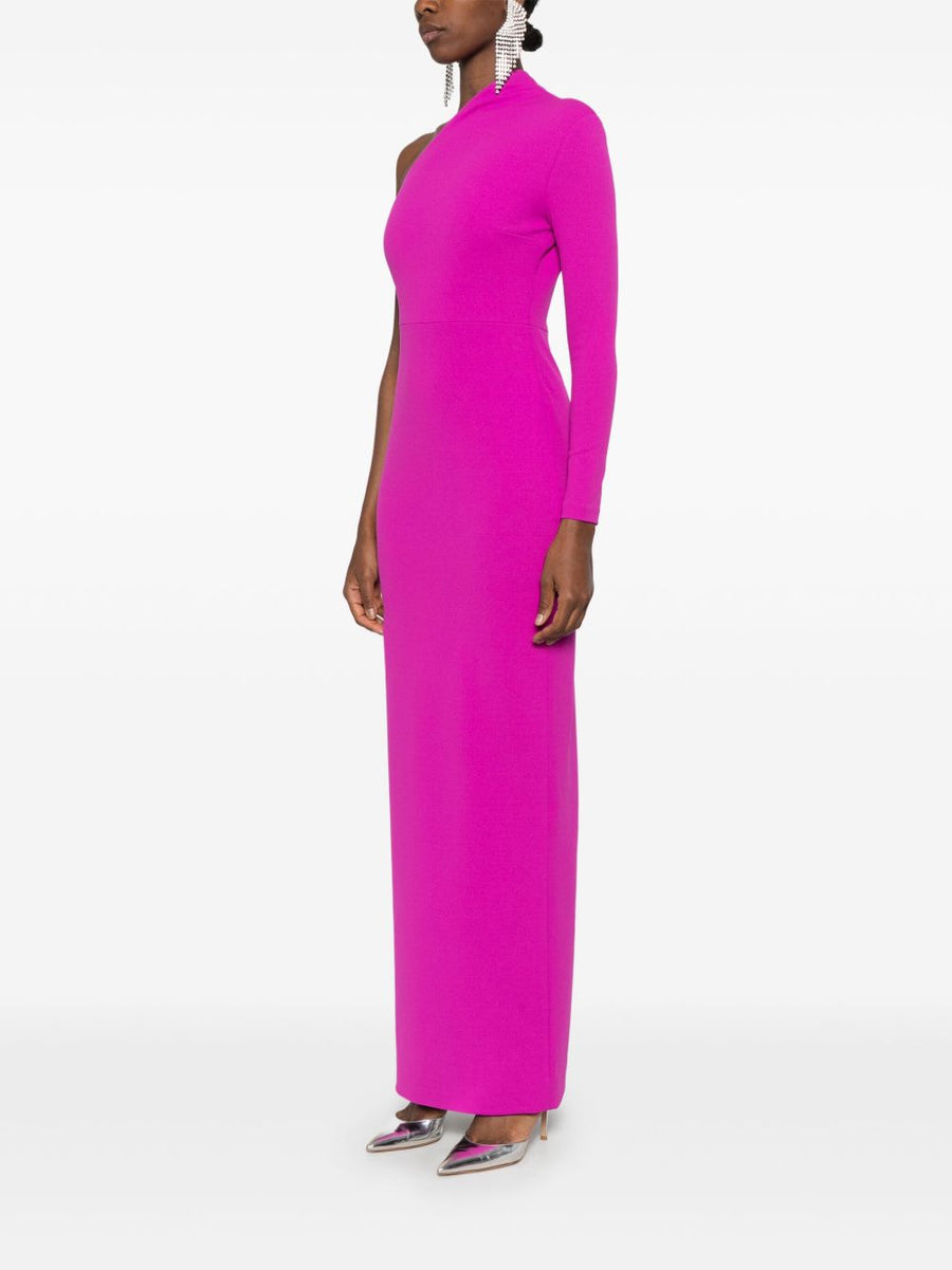 Solace London Joana Maxi Dress One Shoulder Fuchsia Eveningwear For Women Elegant Partywear Silhouette