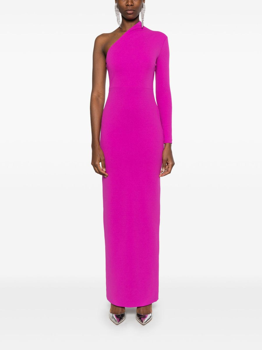 Solace London Joana Maxi Dress One Shoulder Fuchsia Eveningwear For Women Elegant Partywear Silhouette