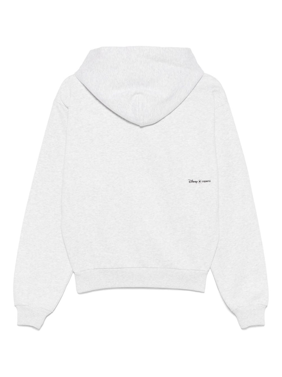 Disney X Coperni Just One Byte Cotton Hoodie Casual For Women With Front Pouch Pocket And Light Grey Cotton Blend