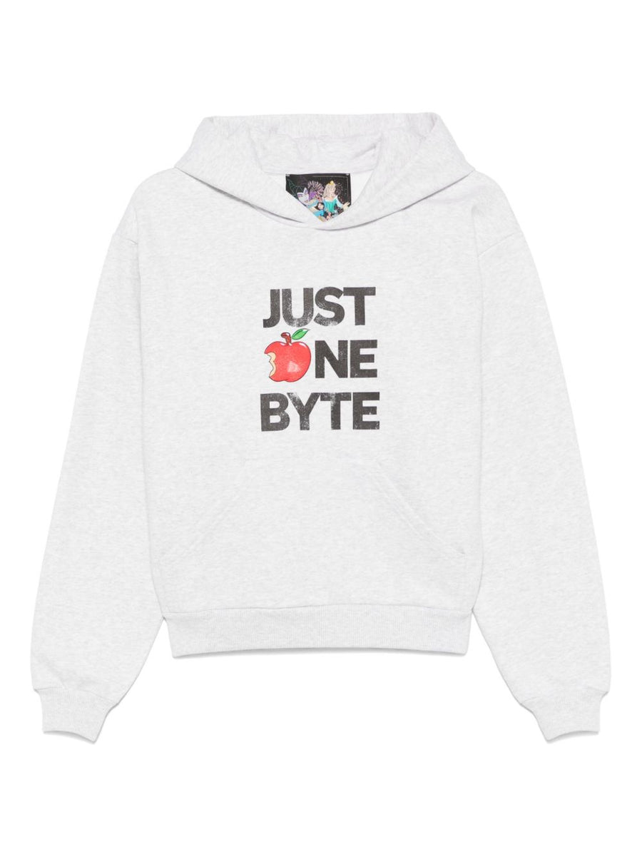 Disney X Coperni Just One Byte Cotton Hoodie Casual For Women With Front Pouch Pocket And Light Grey Cotton Blend