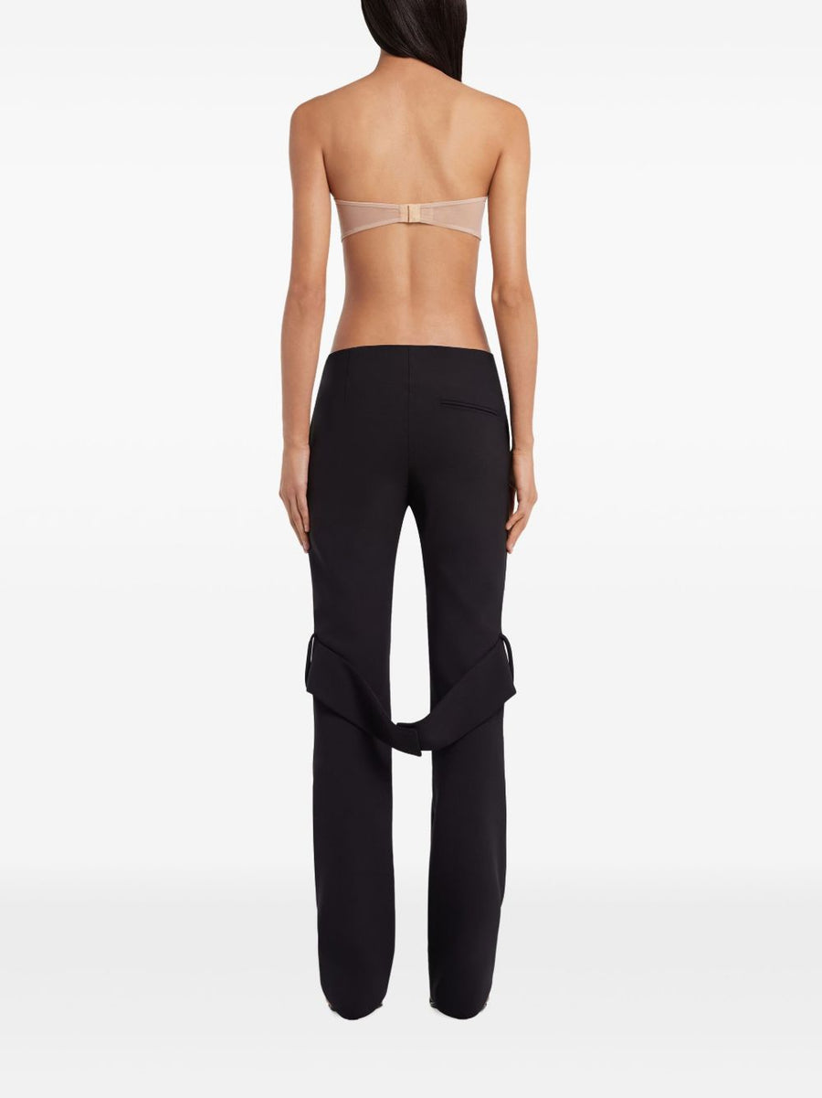 Courreges Bandeau Top For Women Black Slip On Stretch Knit With Two Tone Detailing And Minimalist Silhouette