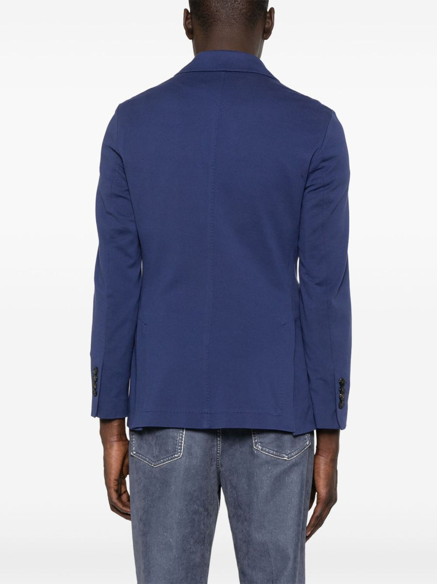 Circolo 1901 Ocean Blue Cotton Double Breasted Jacket With English Rear Vents For Men