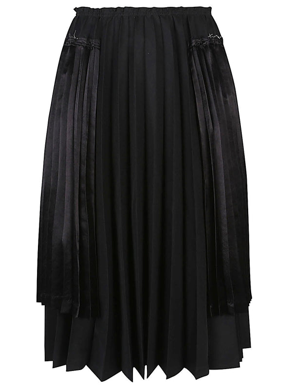 Comme Des Garcons Pleated Midi Skirt for Men Timeless Structured Silhouette with Ribbed Texture in Black