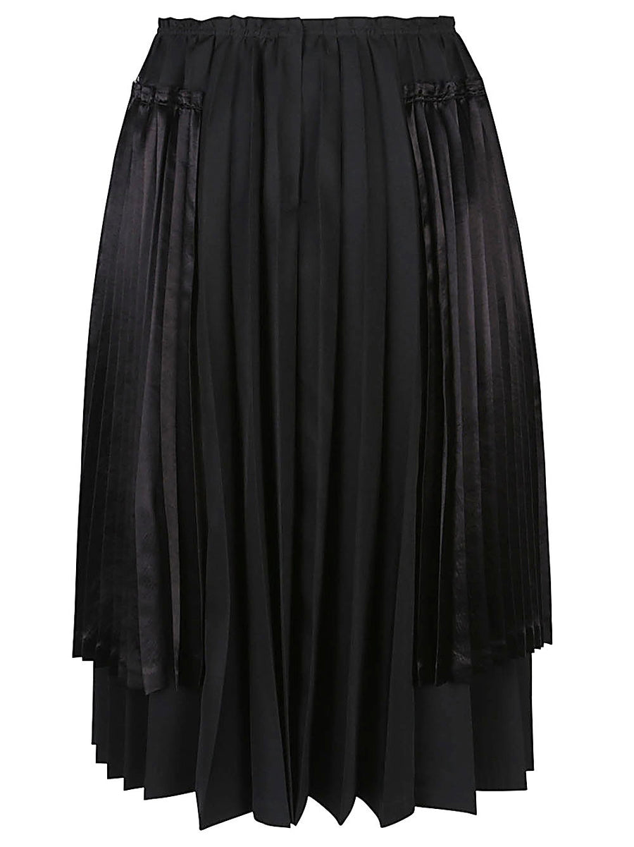 Comme Des Garcons Pleated Midi Skirt for Men Timeless Structured Silhouette with Ribbed Texture in Black