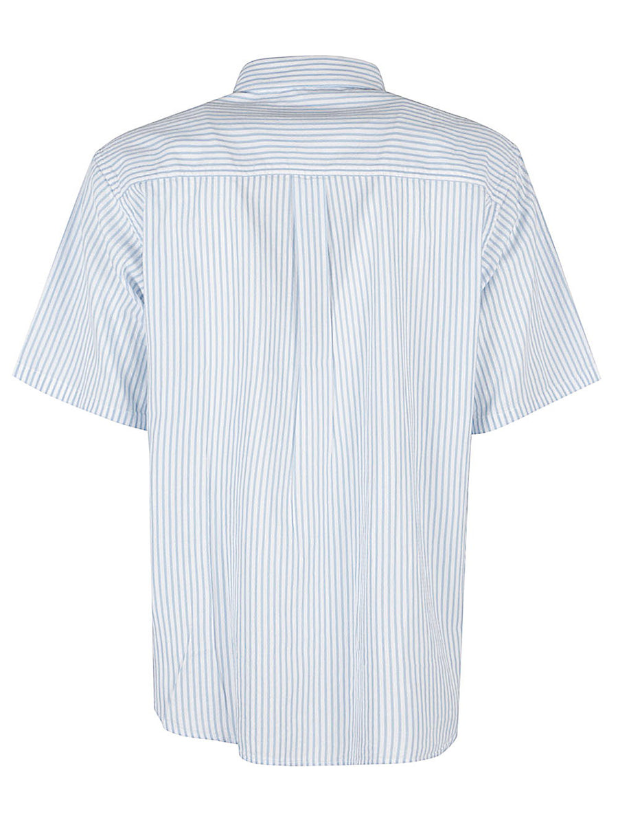 Carhartt WIP Main Cotton Stripe Shirt for Men, Durable 100% Cotton, White and Light Blue