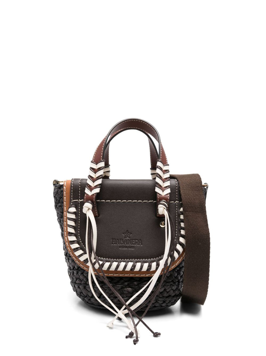 Cuba Lab Habanera Bucket Bag Calf Leather Raffia With Adjustable Detachable Strap For Women