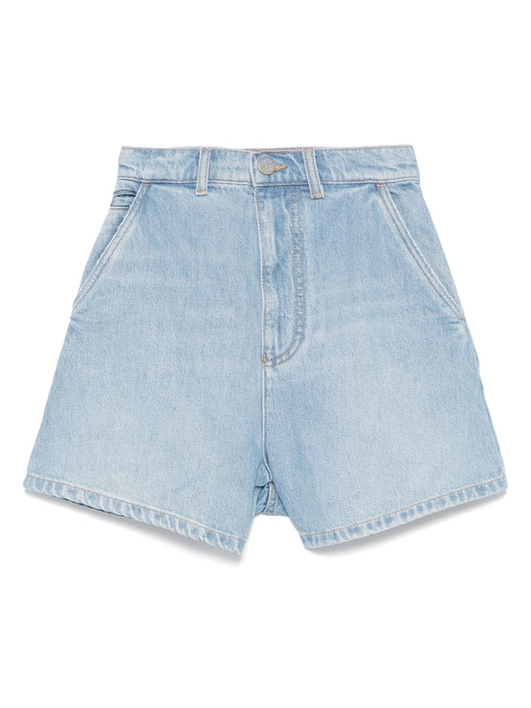 Emporio Armani Denim Shorts For Women Light Blue Premium Cotton Blend Versatile Dress Up Or Down Wardrobe Essential