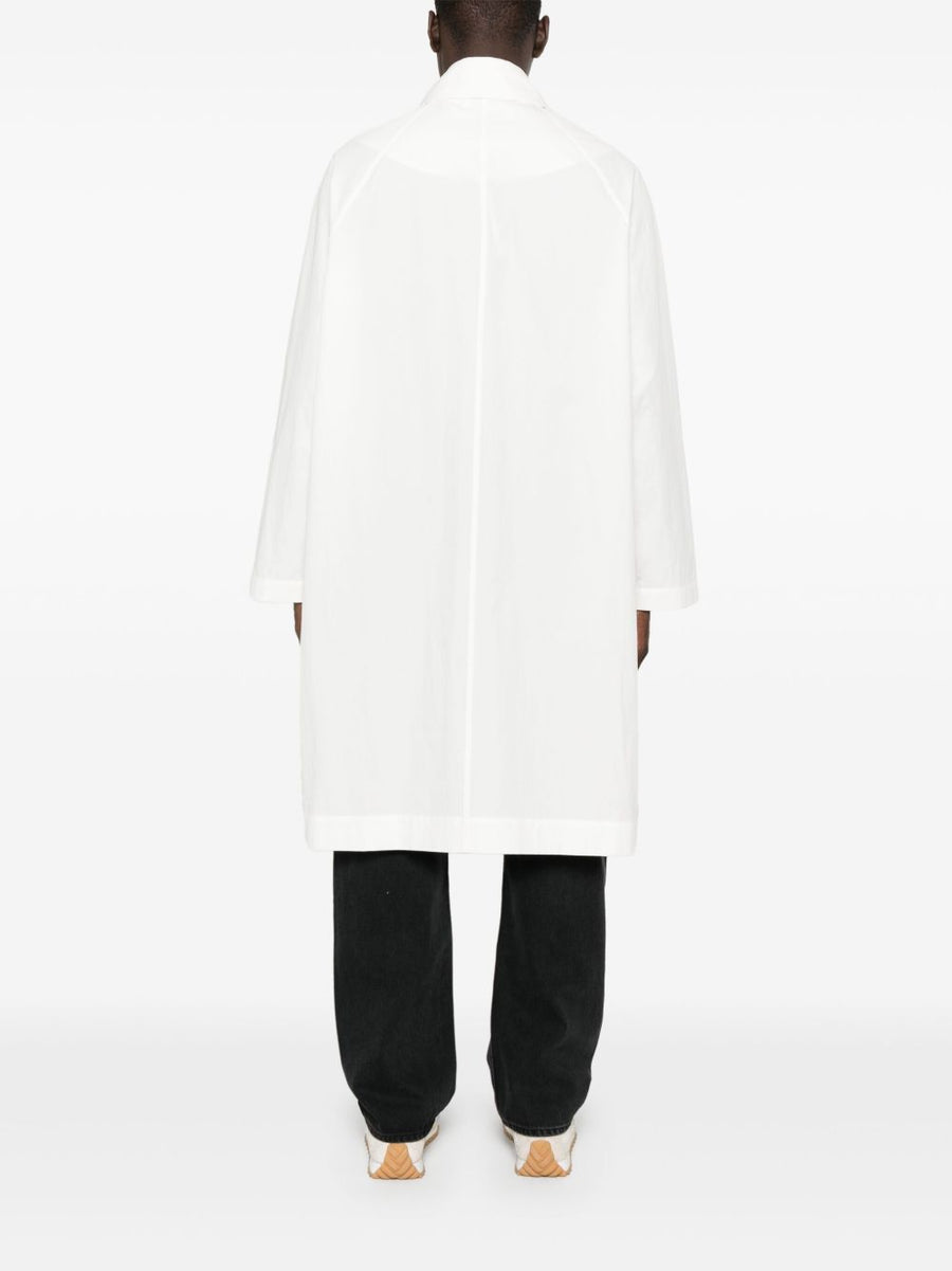 Studio Nicholson White Nylon Cotton Blend Coat For Women Minimalist Luxury Outerwear