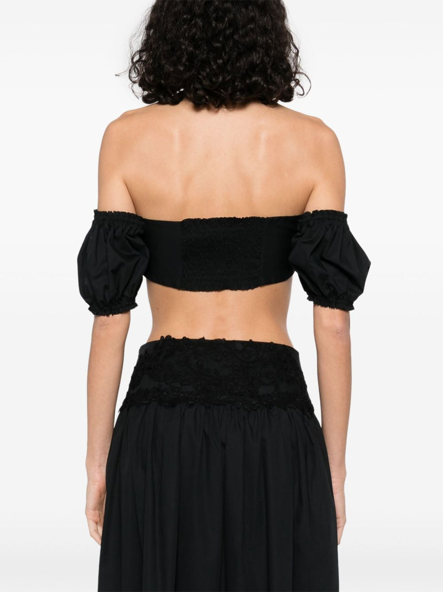 Ermanno Scervino Off Shoulder Lace Detail Cotton Top For Women Versatile Everyday To Evening