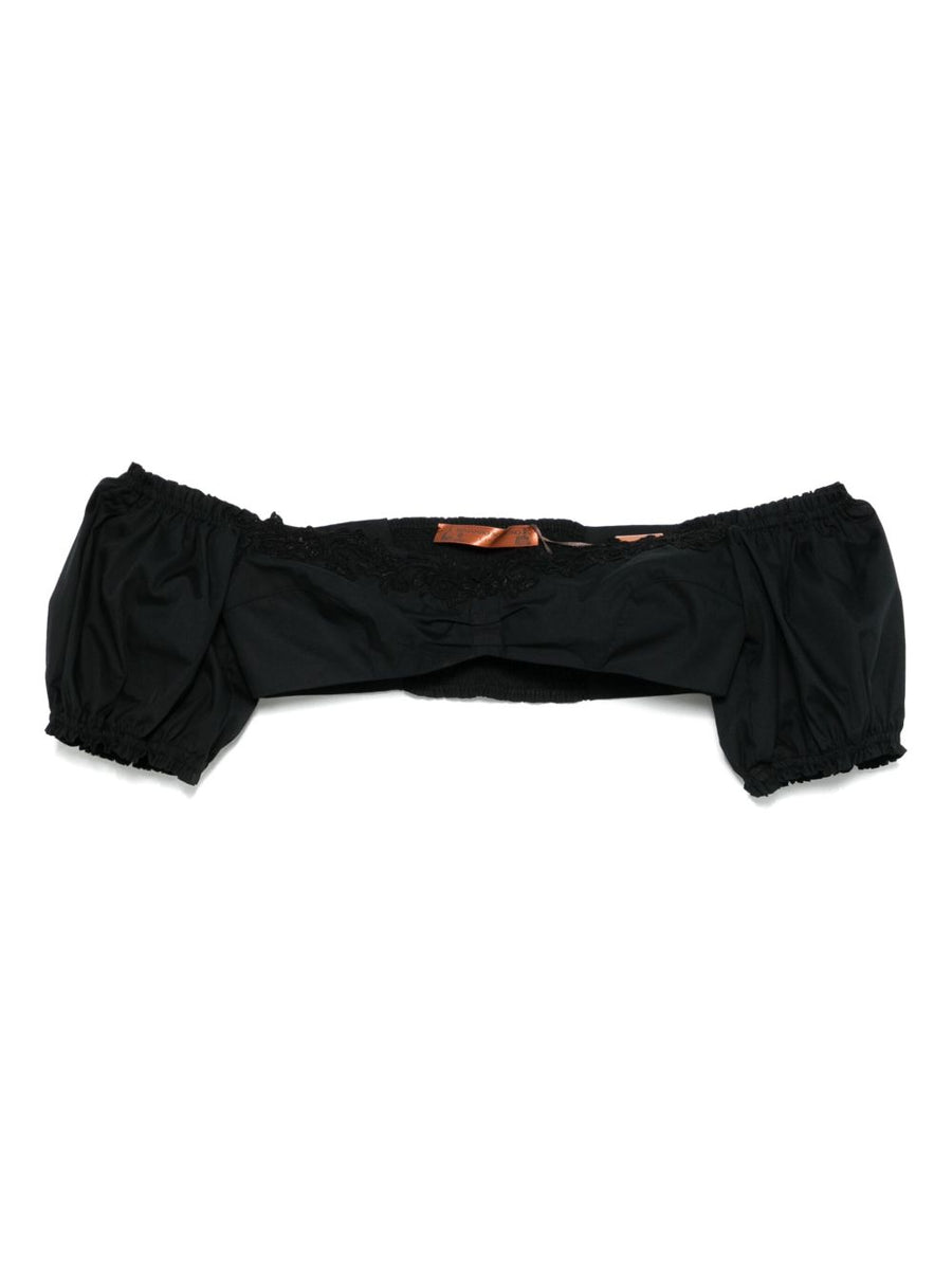 Ermanno Scervino Off Shoulder Lace Detail Cotton Top For Women Versatile Everyday To Evening