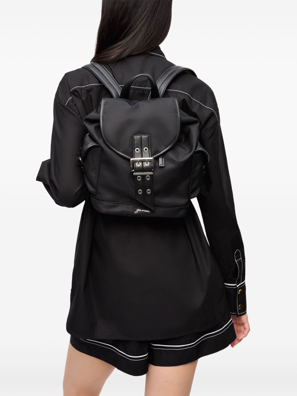 Ganni Bucky nylon small backpack