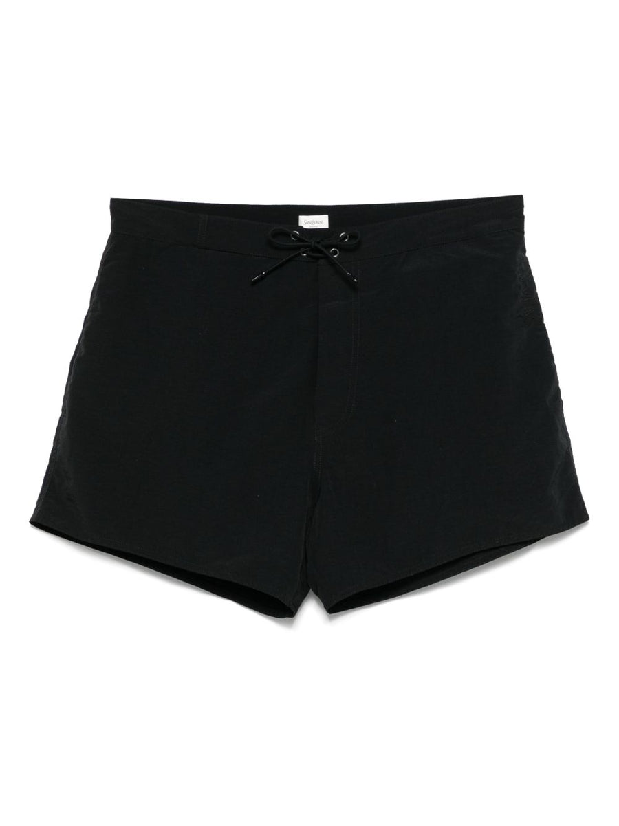 Saint Laurent Tonal Logo Swim Shorts Black Nylon For Men
