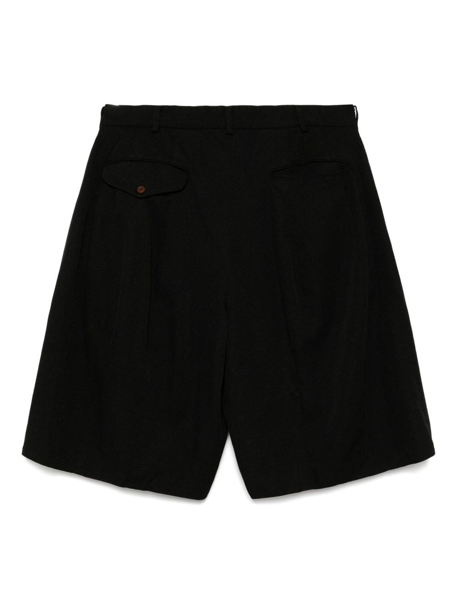 Comme Des Garcons Tailored Bermuda Shorts For Men, Smart Casual Elevated Black Polyester
