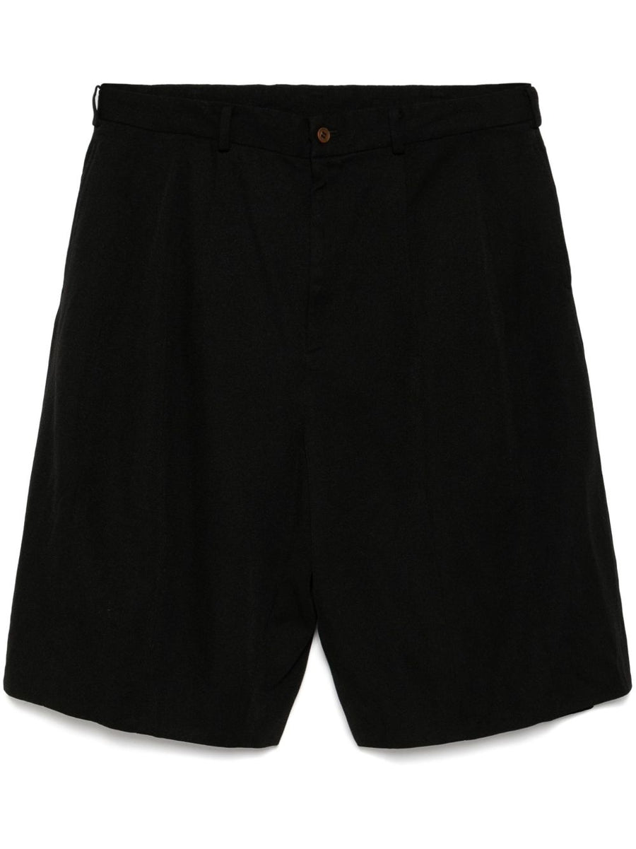 Comme Des Garcons Tailored Bermuda Shorts For Men, Smart Casual Elevated Black Polyester