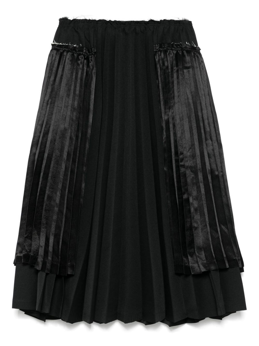 Comme Des Garcons Pleated Midi Skirt for Men Timeless Structured Silhouette with Ribbed Texture in Black