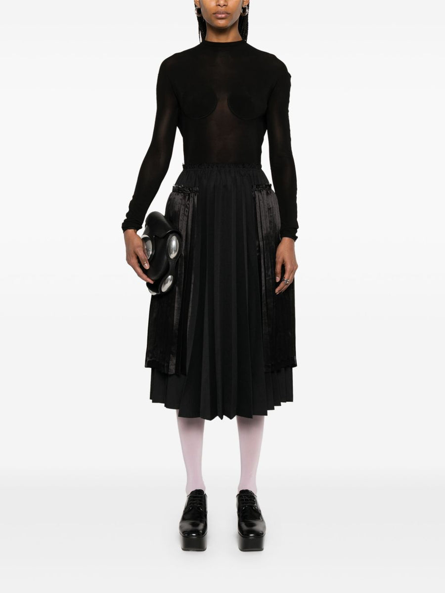 Comme Des Garcons Pleated Midi Skirt for Men Timeless Structured Silhouette with Ribbed Texture in Black