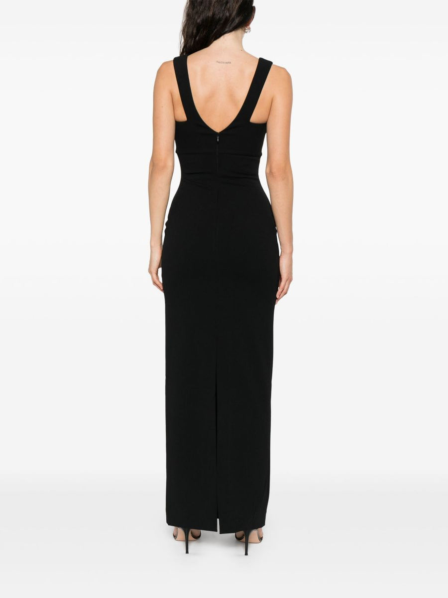 Solace London Nalani Maxi Dress Black V Neck Sleeveless for Women Elegant Occasionwear
