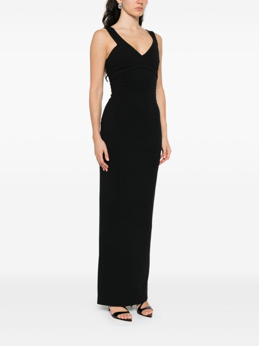Solace London Nalani Maxi Dress Black V Neck Sleeveless for Women Elegant Occasionwear