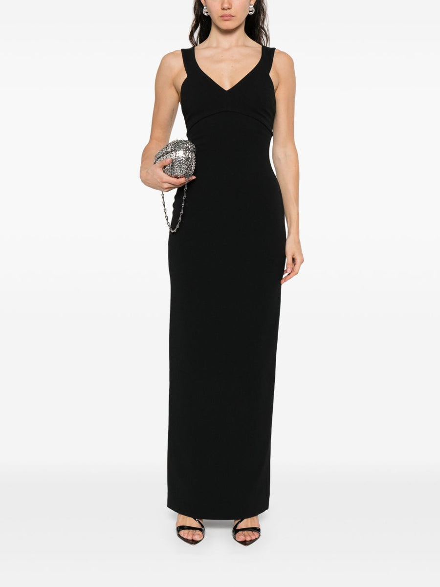 Solace London Nalani Maxi Dress Black V Neck Sleeveless for Women Elegant Occasionwear