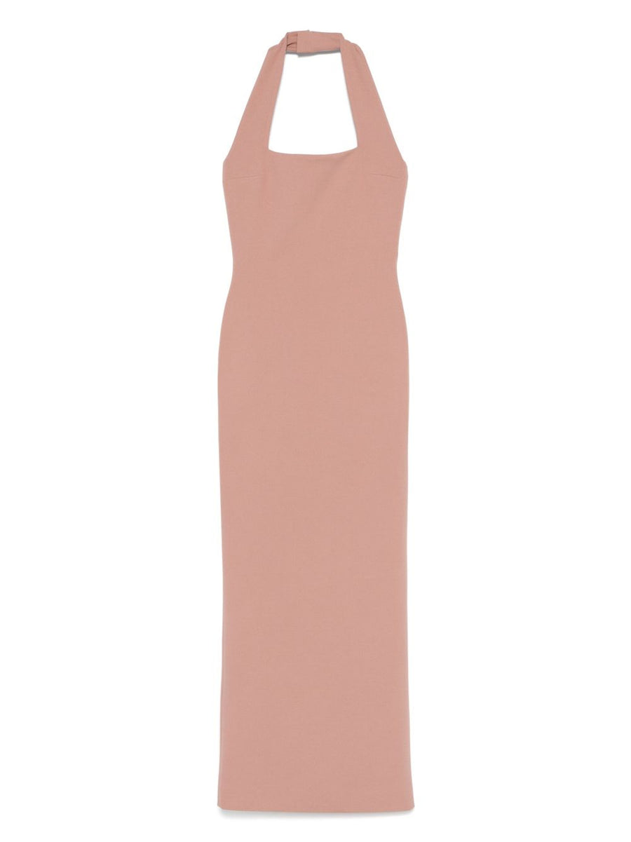 Solace London Ilona Maxi Dress Halterneck Beige Luxury Floor Length Eveningwear For Women