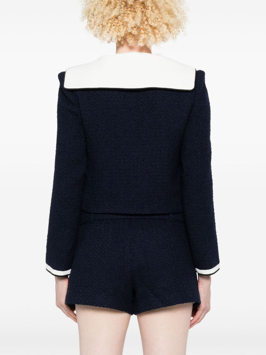 Self-Portrait Bouclé Cropped Jacket For Women Luxurious Textured Tailored Layer Versatile Day To Night