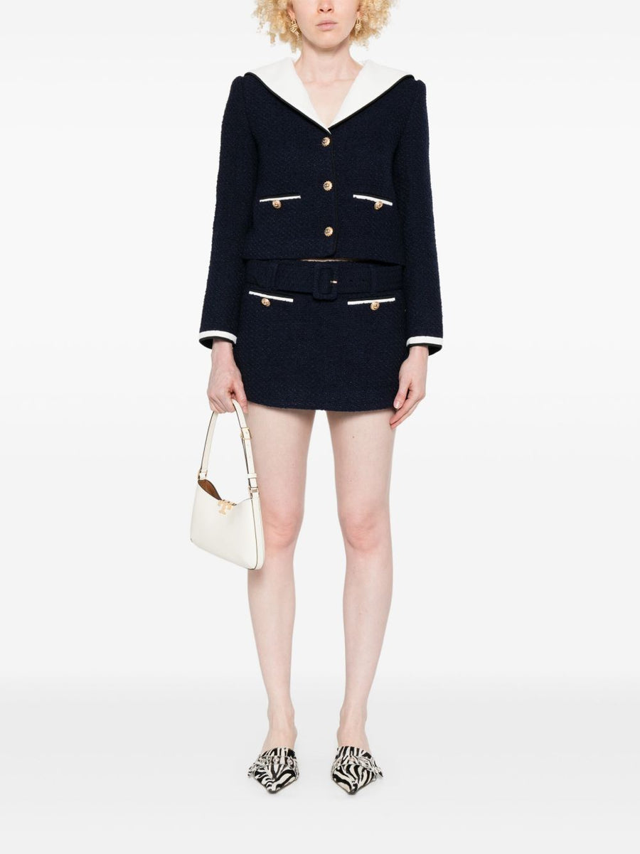 Self-Portrait Bouclé Cropped Jacket For Women Luxurious Textured Tailored Layer Versatile Day To Night