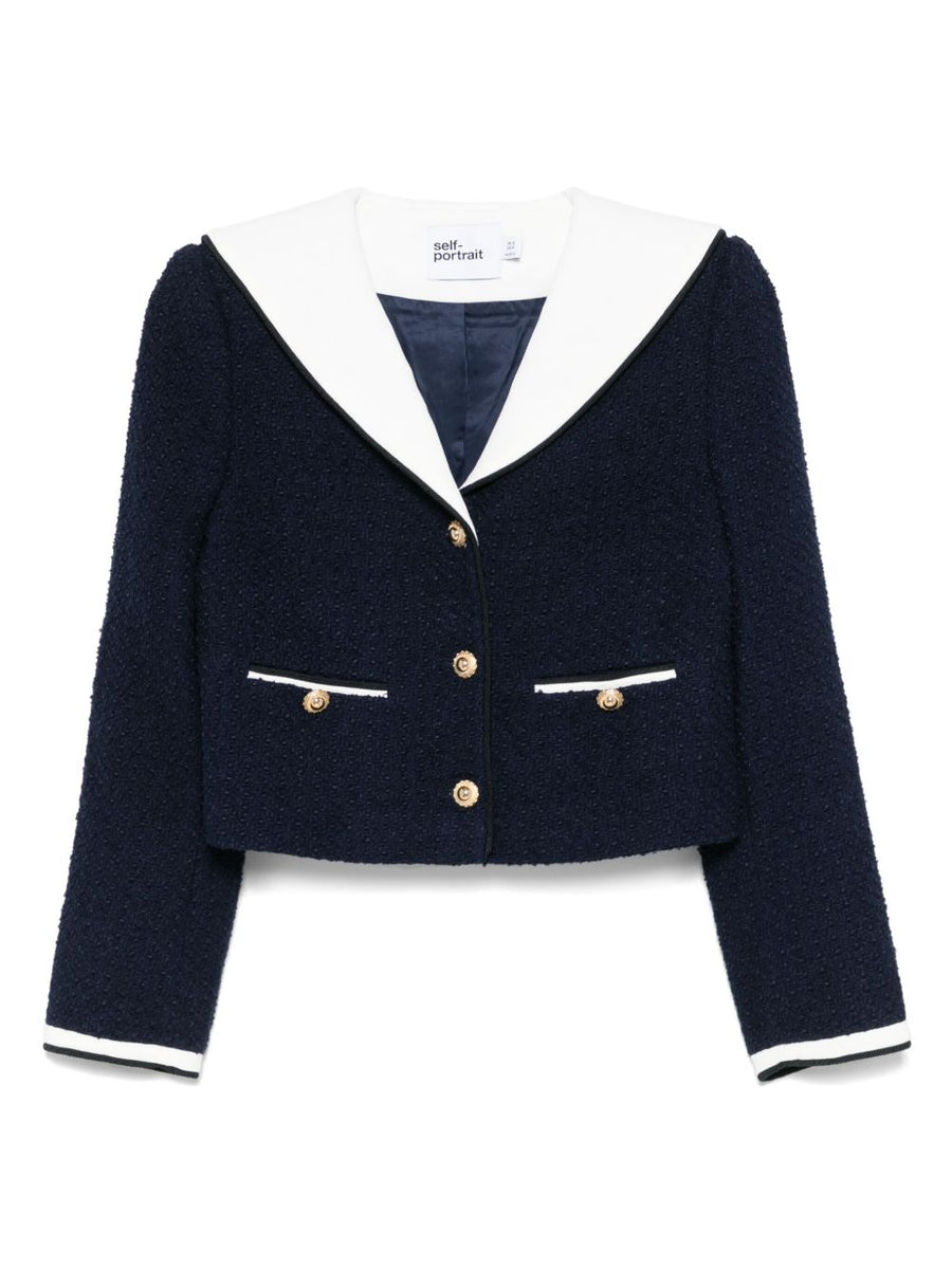 Self-Portrait Bouclé Cropped Jacket For Women Luxurious Textured Tailored Layer Versatile Day To Night