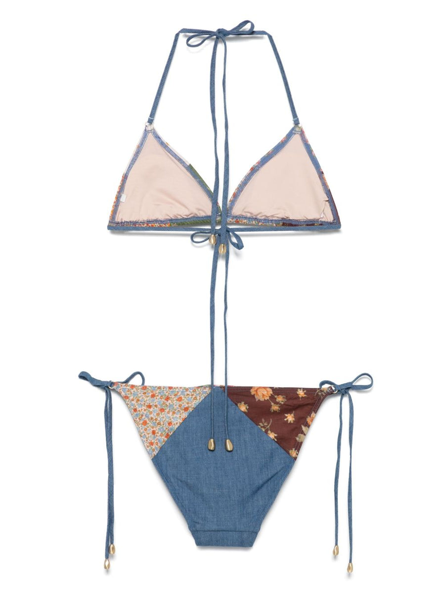 Patchwork Print Bikini Set Zimmermann Women Vibrant Multicolor Halterneck Resort Ready