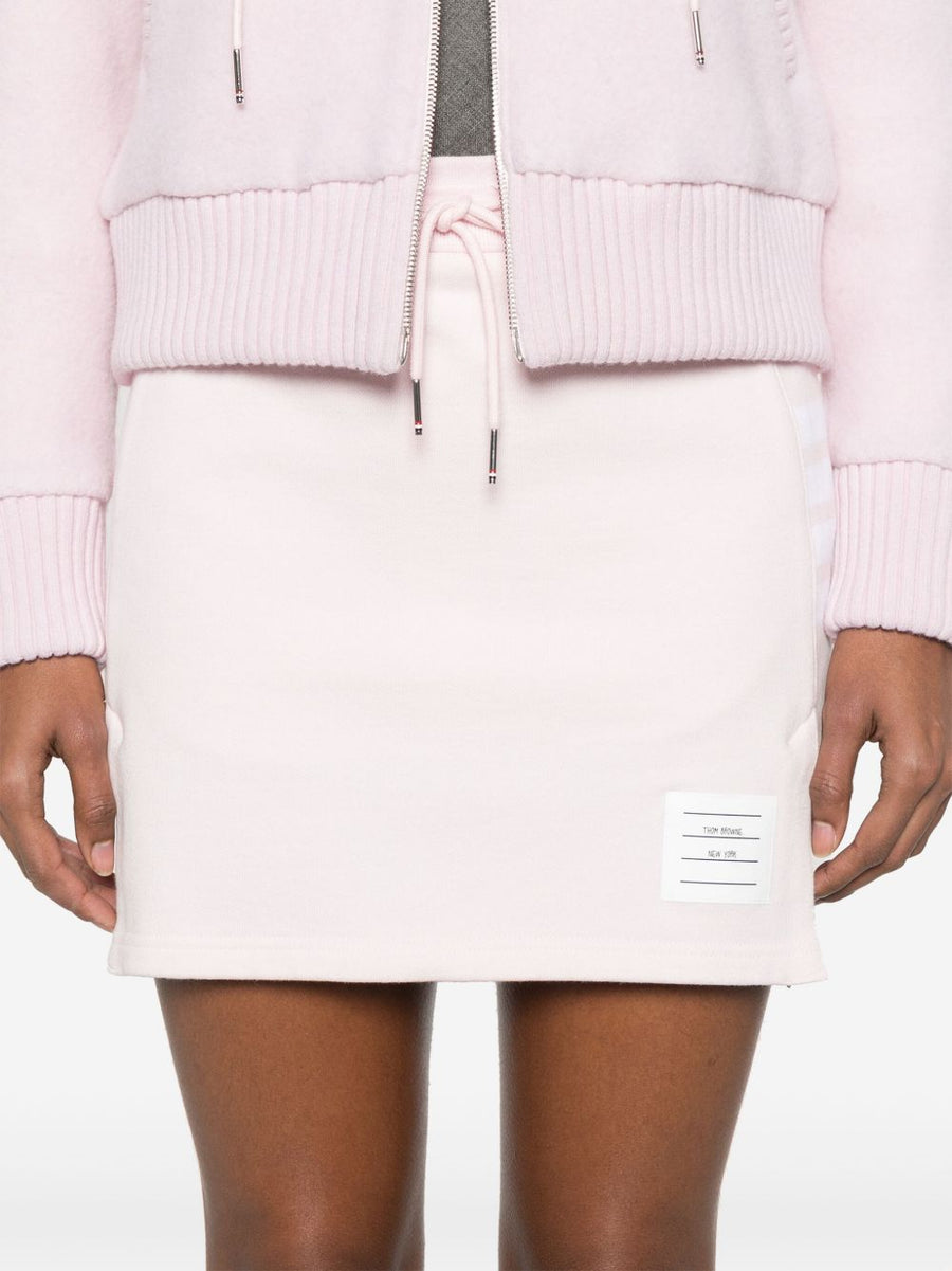 Thom Browne 4-Bar Cotton Mini Skirt For Women Luxurious 100 Percent Cotton Drawstring Ribbed Waistband With Side Slits