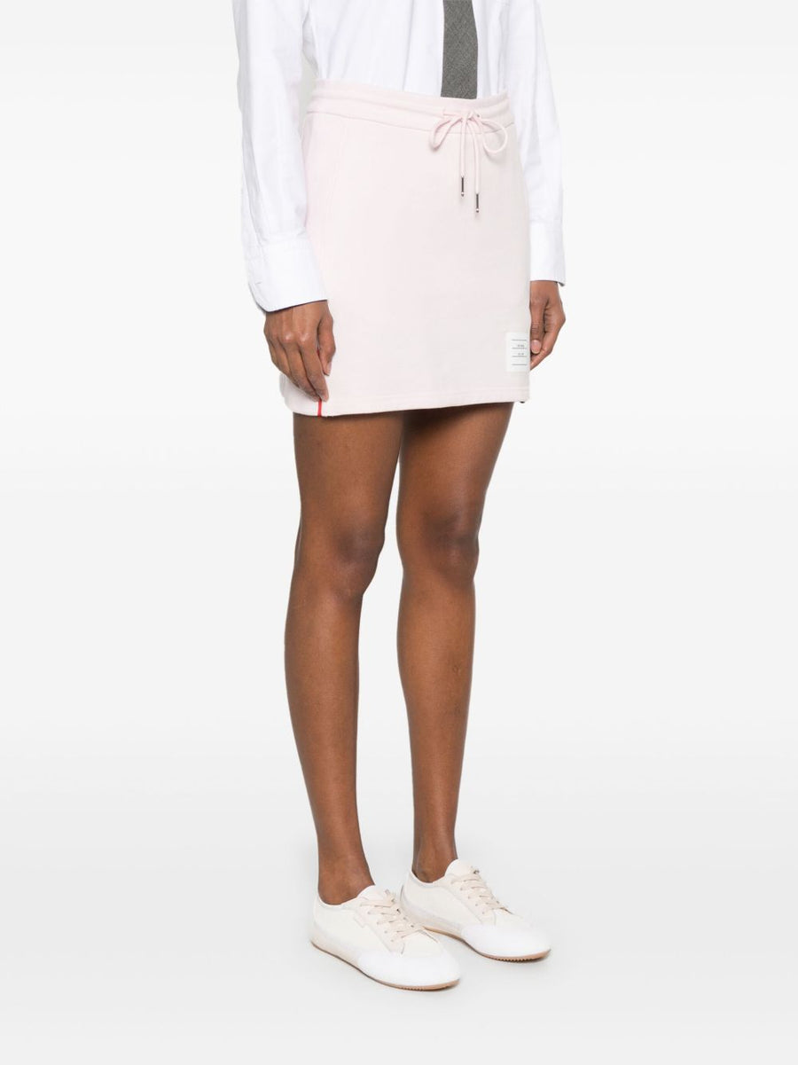 Thom Browne 4-Bar Cotton Mini Skirt For Women Luxurious 100 Percent Cotton Drawstring Ribbed Waistband With Side Slits