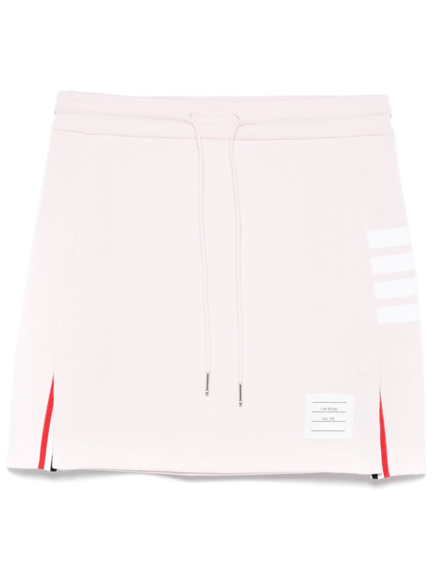 Thom Browne 4-Bar Cotton Mini Skirt For Women Luxurious 100 Percent Cotton Drawstring Ribbed Waistband With Side Slits