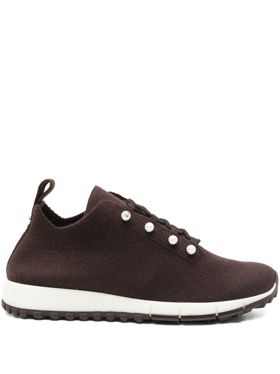 Jimmy Choo Veles Cashmere Melange Knit Sneakers With Pearl Buttons For Women Luxury Comfort