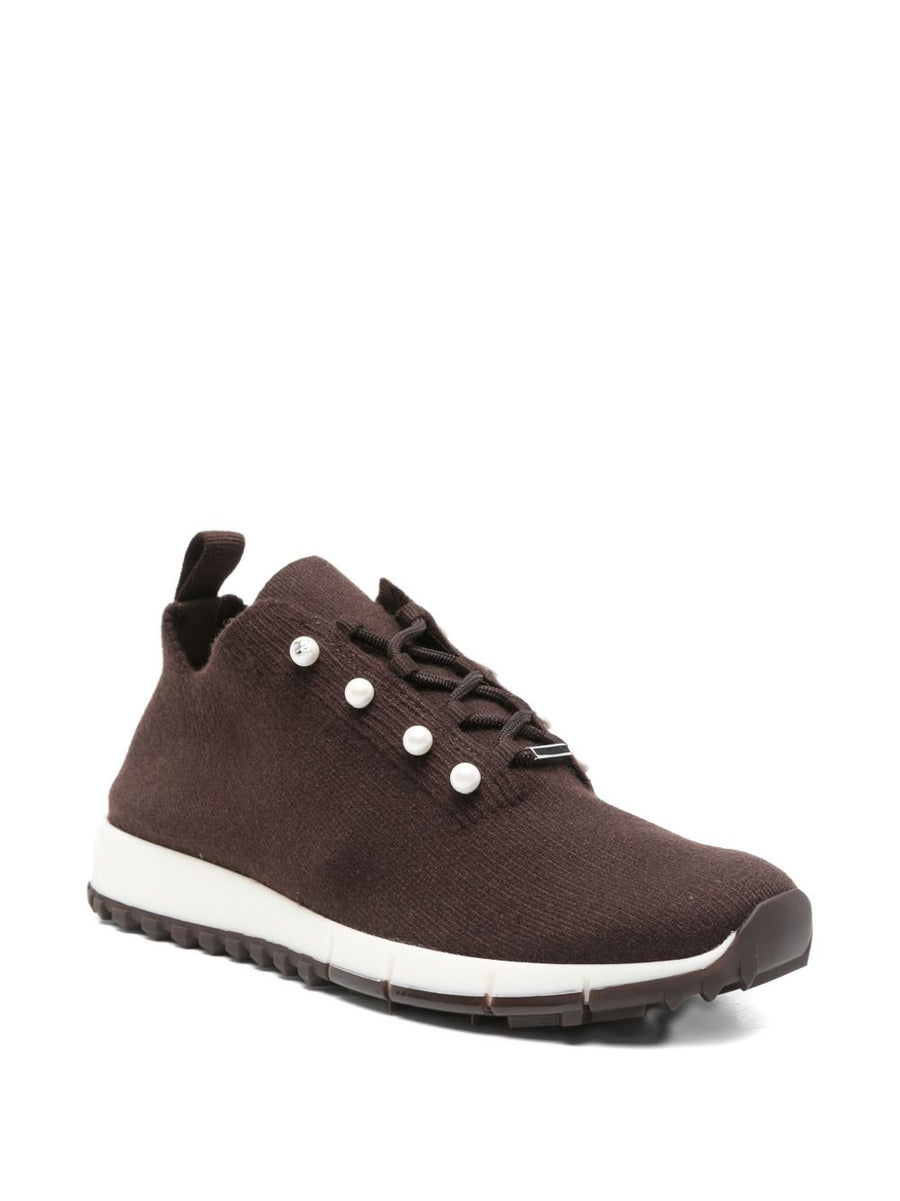 Jimmy Choo Veles Cashmere Melange Knit Sneakers With Pearl Buttons For Women Luxury Comfort