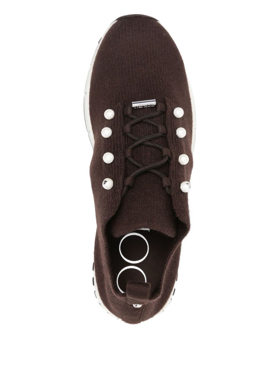 Jimmy Choo Veles Cashmere Melange Knit Sneakers With Pearl Buttons For Women Luxury Comfort