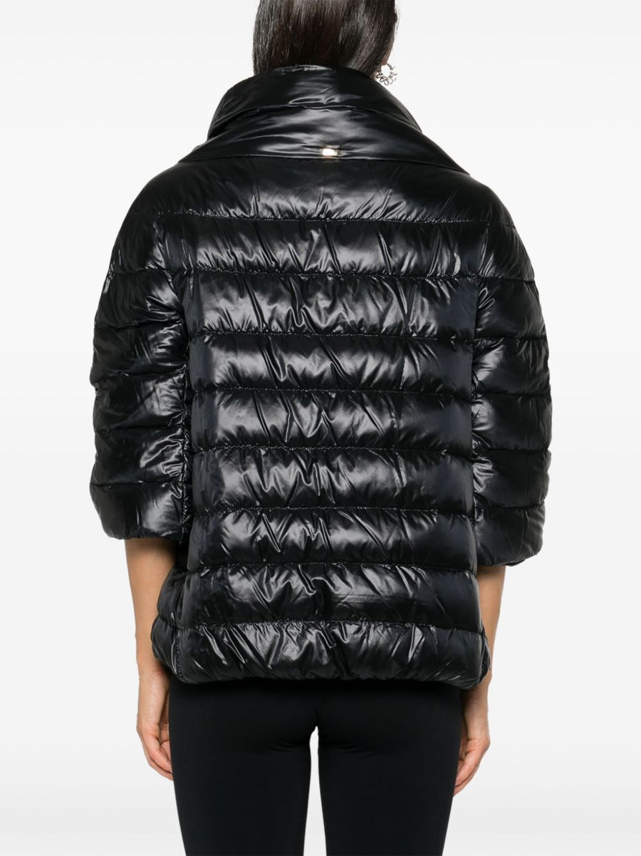Herno Aminta Nylon Cape With Down Padding Quilted Stand Up Collar Luxury Winter Outerwear For Women
