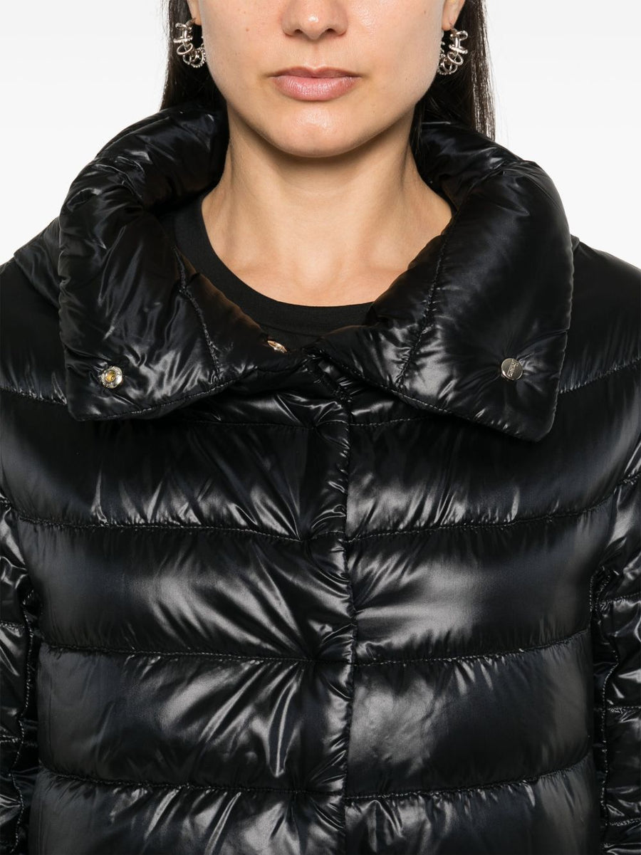 Herno Aminta Nylon Cape With Down Padding Quilted Stand Up Collar Luxury Winter Outerwear For Women