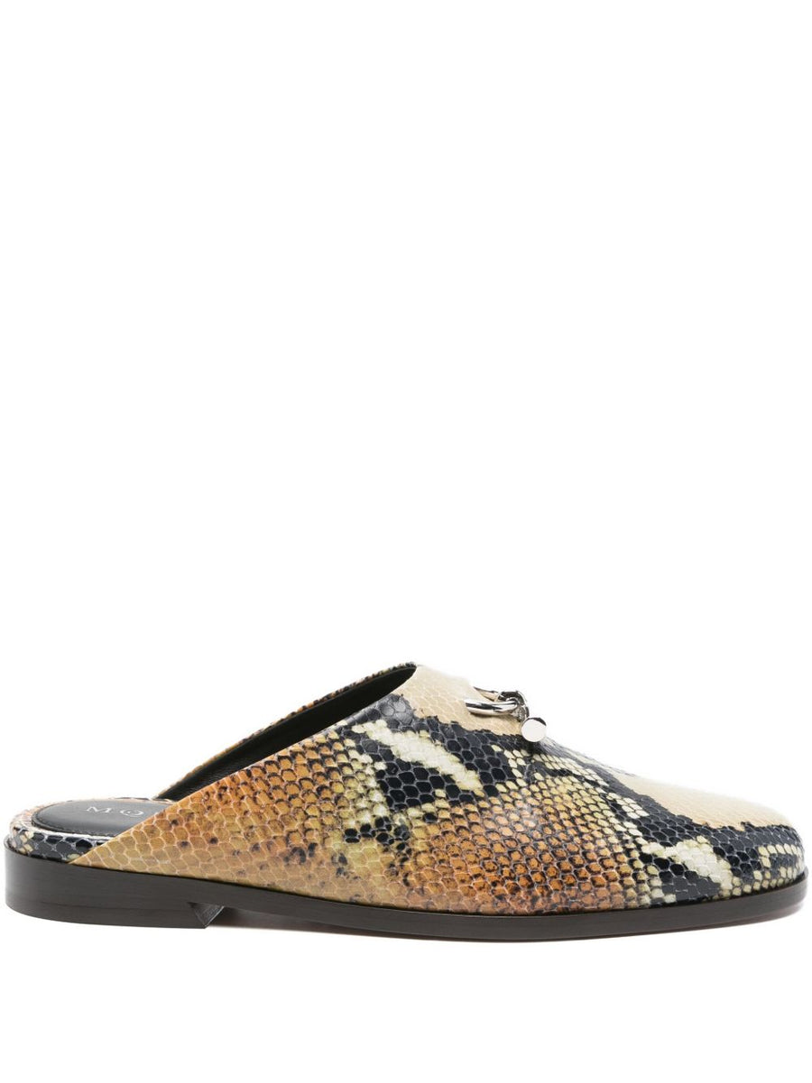 Alexander McQueen Multicolor Calf Leather Sandals Beige Snakeskin Print