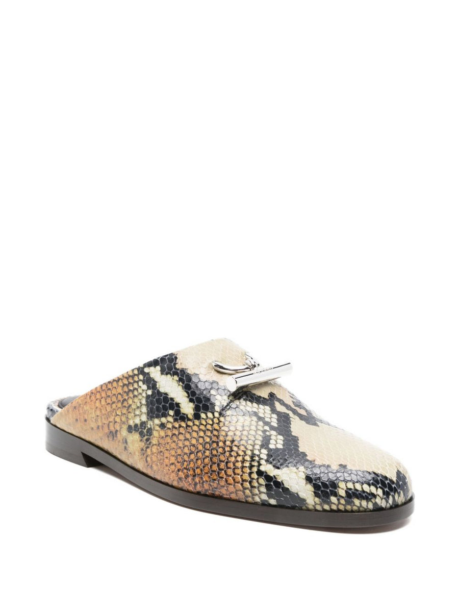 Alexander McQueen Multicolor Calf Leather Sandals Beige Snakeskin Print