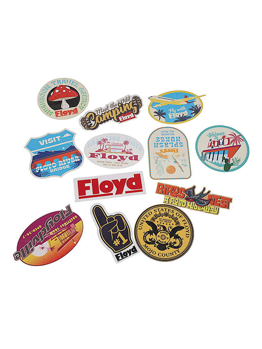 FLOYD 032C Retro Travel Stickers Set For Travelers Multicolor Vintage Travel Theme 12 Pack Collectible Decal Kit