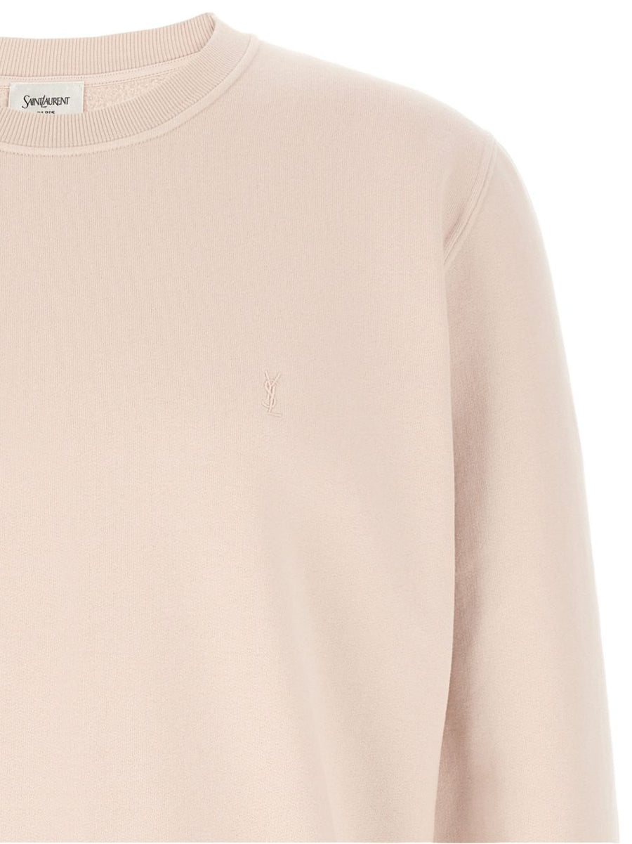 Saint Laurent Cassandre Logo Sweatshirt For Men In Powder Pink Cotton Minimalist Luxury