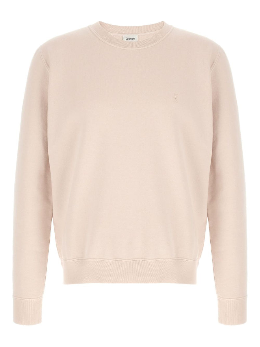 Saint Laurent Cassandre Logo Sweatshirt For Men In Powder Pink Cotton Minimalist Luxury