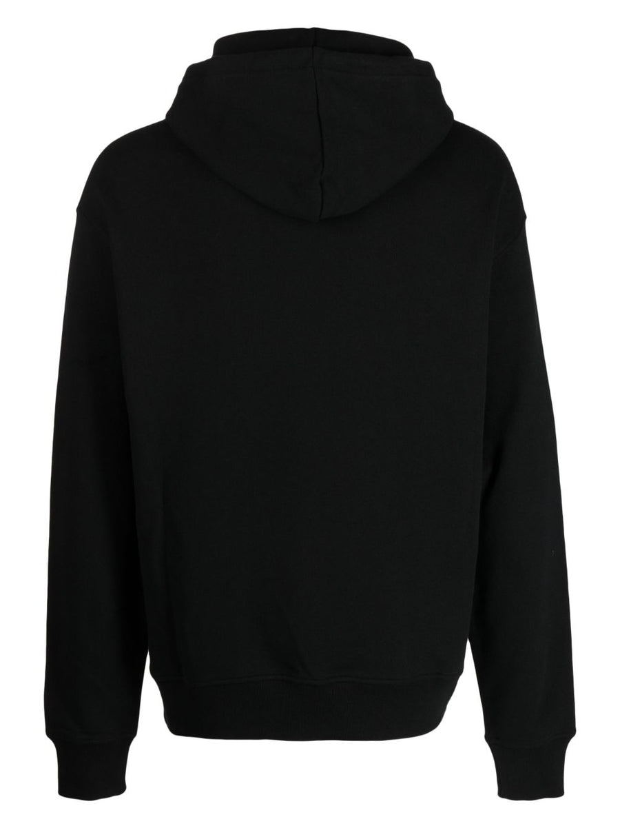 Icecream Popover Hoodie For Men With Drawstring Hood And Relaxed Streetwear Fit Cotton Black