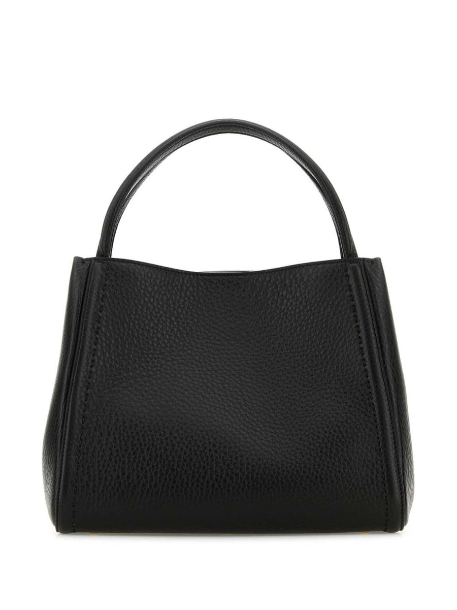 Valentino Garavani Alltime Medium Black Leather Handbag For Women With Magnetic Closure And Interior Zip Pocket